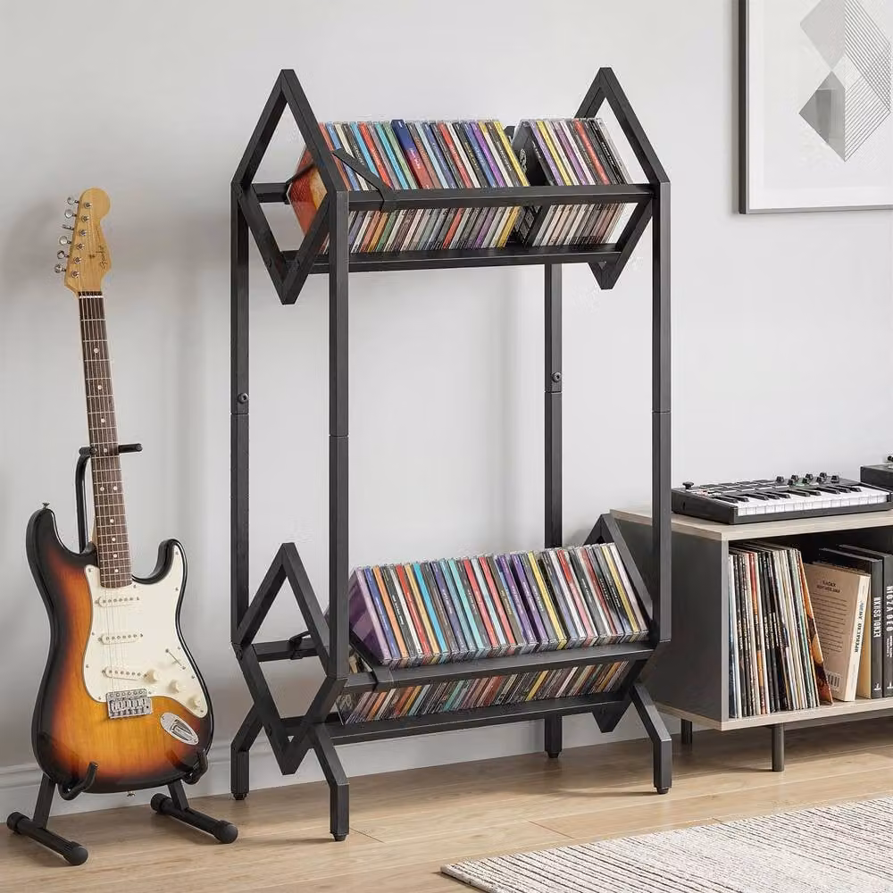 STILVORA Black Metal CD Storage Rack – 2
