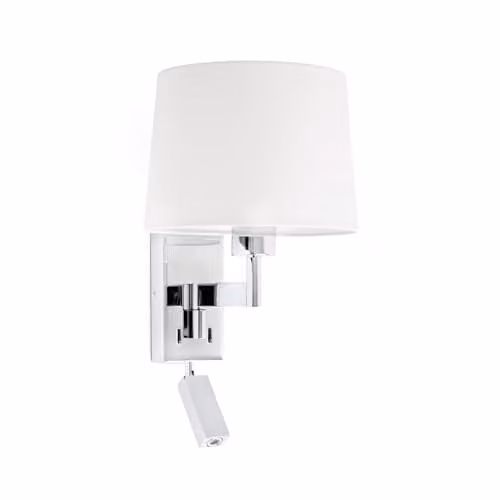 Netlighting Artis Adjustable Reading Wall Light in Chrome with White Fabric Shade and E27 Socket