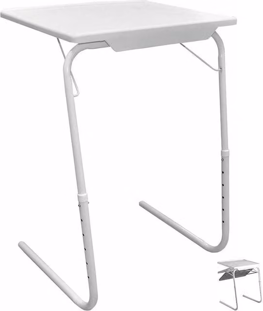 Almineez Portable Adjustable Folding Table in White