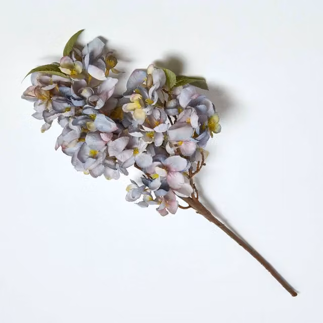 Homescapes Blue Orchard Blossom Single Stem Textile Flower, Height: 64 cm