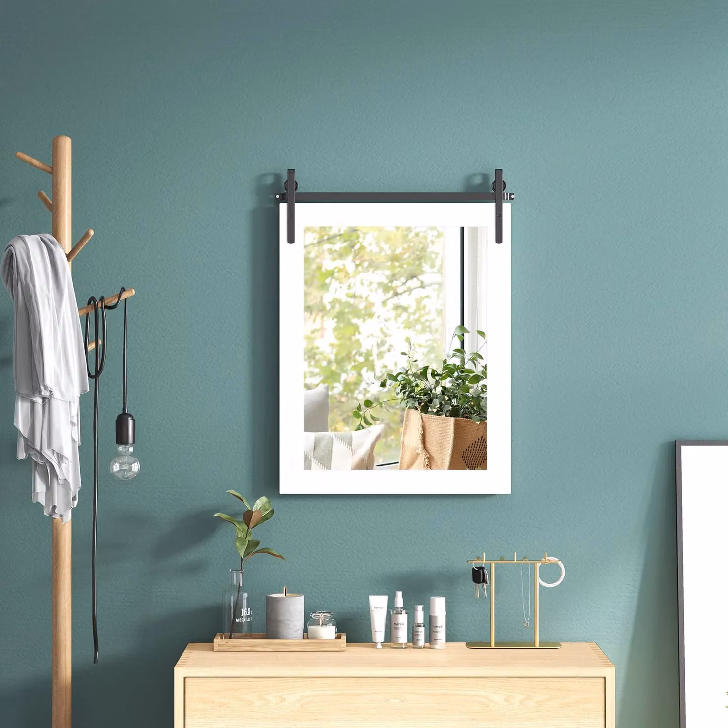 Costway White Rustic Rectangular Wall Mounted Vanity Make Up Mirror – 2