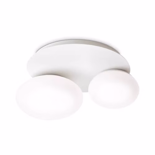 Netlighting NINFEA 2 Light Round Glass Flush Ceiling Light, White