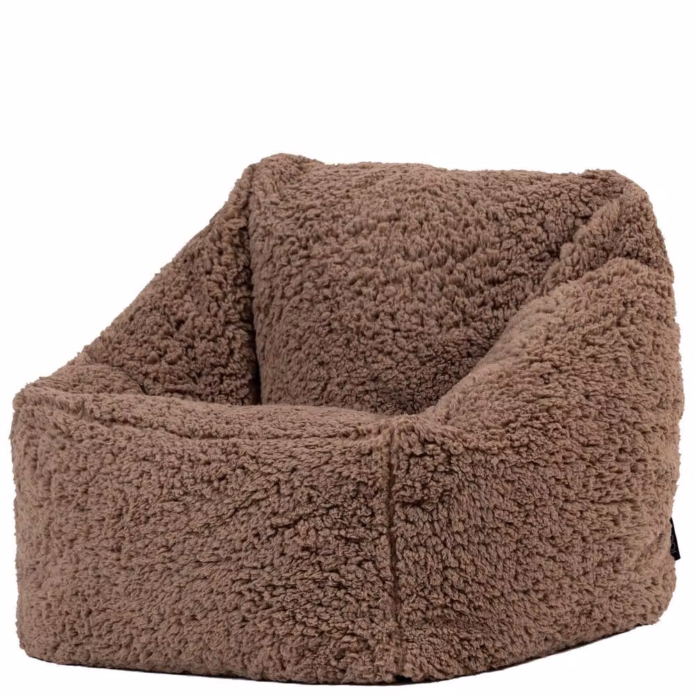 ICON Kids Teddy Bean Bag Armchair Set of 2 in Brown Bouclé Fabric – 3