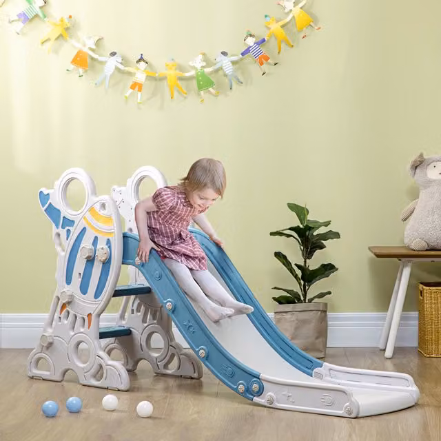 AIYAPLAY Kids Indoor Freestanding Baby Slide for 1.5-3 Years, Blue