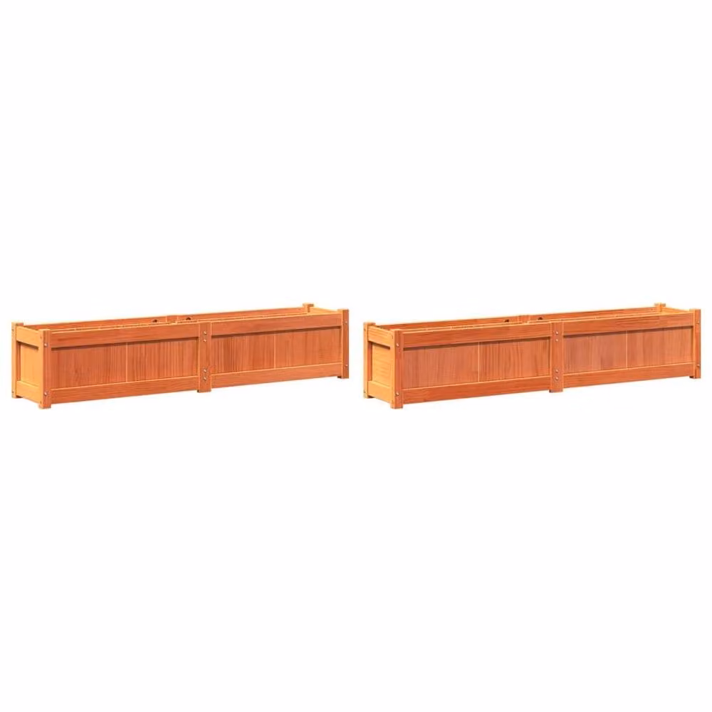 Berkfield Home Garden Planters, Set of 2, Wax Brown Solid Wood Pine – 2