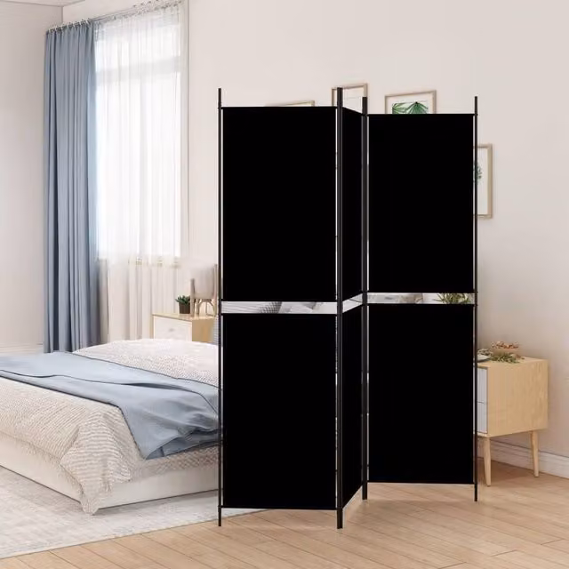 Berkfield Home 3-Panel Room Divider in Black, H 200 cm x W 150 cm – 1