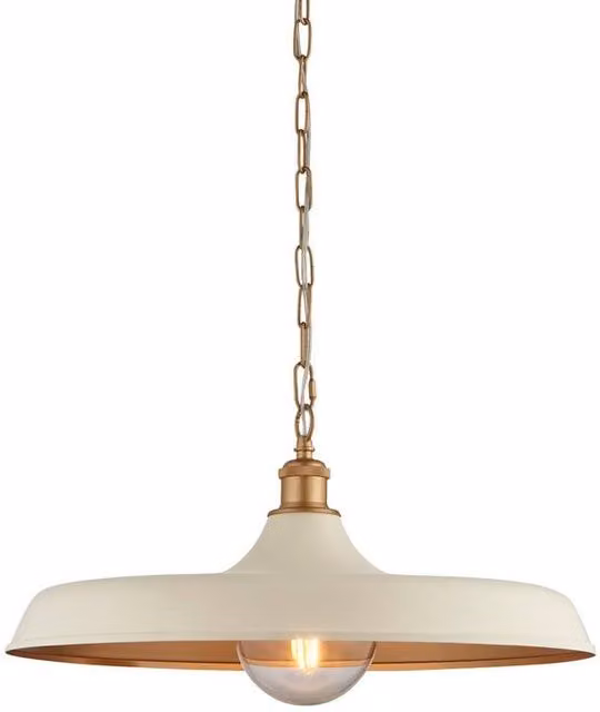 Netlighting Afragola Dome Pendant Ceiling Light in Matt Warm White and Satin Gold Metal