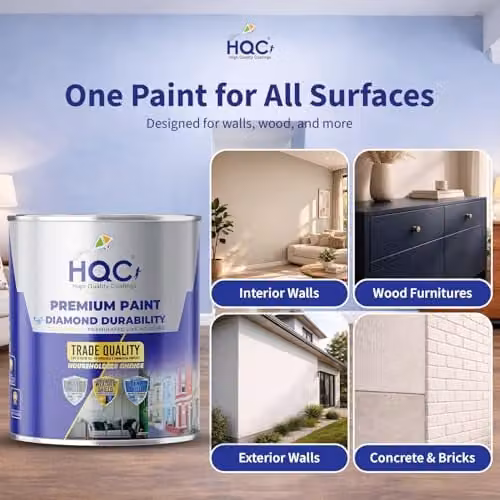HQC Paints Satin Wood and Wall Paint in Black, 1 Litre – 2