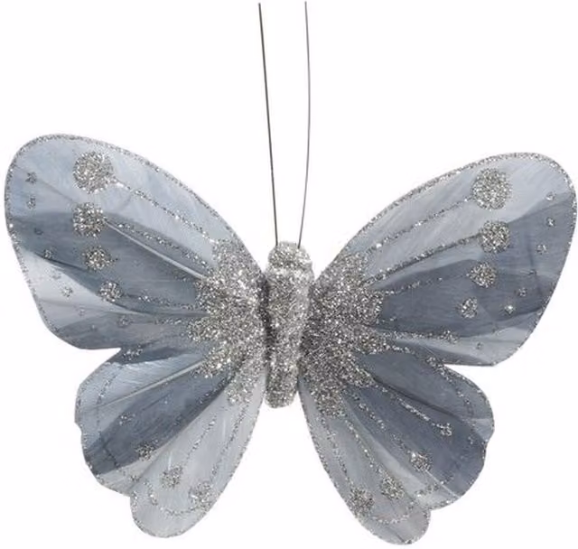 Kingsbury Gifts Pack of 12 Silver and Multicolour Hanging Butterfly Decorations