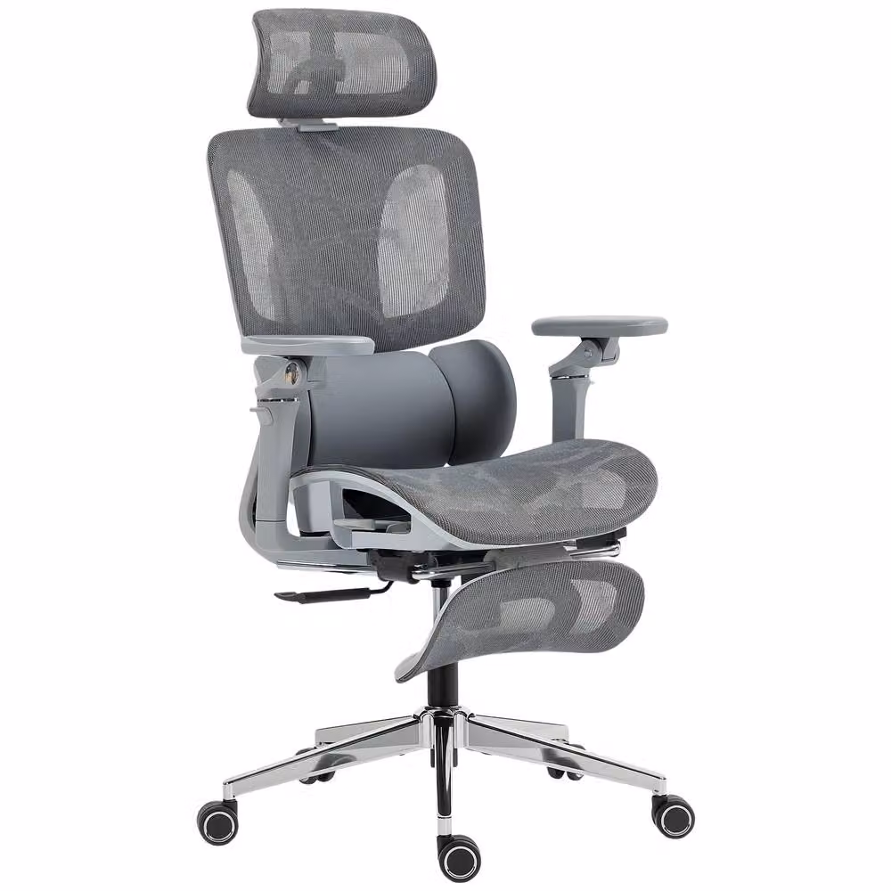 STILVORA Ergonomic Office Chair in Grey Fabric with Headrest and Armrests – 3