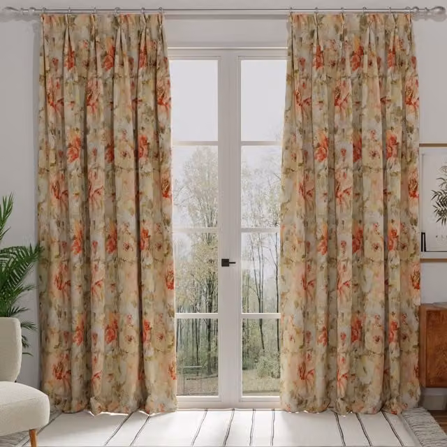 Terrys Blackout Floral Cotton Fabric Panel Curtain in Multicolour