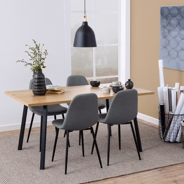 Furniture To Go Cenny Rectangular Dining Table and Wilma Dining Chair Set in Wild Oak