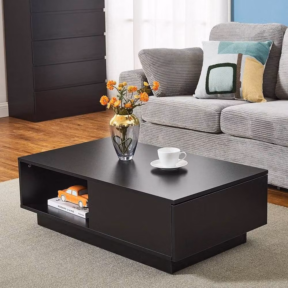 KORVIXA Modern Square Coffee Table in Black and White, W/D/H: 100 x 100 x 100 cm – 3