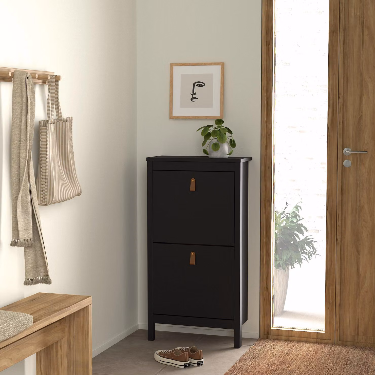 Furniture To Go Barcelona Modern Black Shoe Cabinet with 2 Tilting Doors – 3