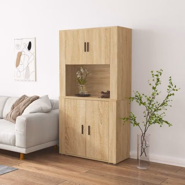 Berkfield Home Modern Wall Mounted Highboard in Sonoma Oak and Brown