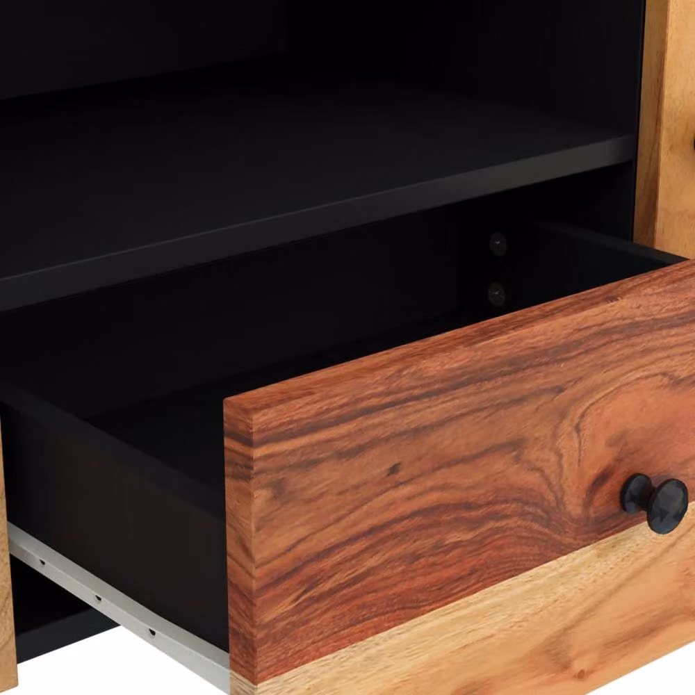Berkfield Home Industrial TV Cabinet in Brown, Solid Acacia and Engineered Wood, W: 105 cm, D: 33.5 cm, H: 46 cm – 5