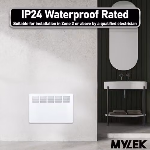 Mylek Smart WiFi Electric Panel Convector Heater, White, 1500W, W: 64 cm – 2
