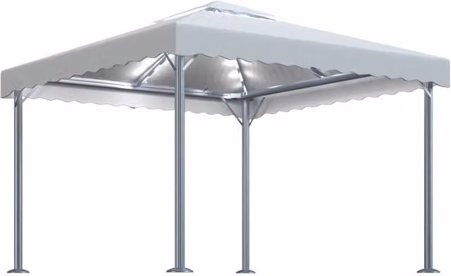 Berkfield Home Aluminium Gazebo with LED String Lights, Beige, W/D/H: 300 x 300 x 270 cm