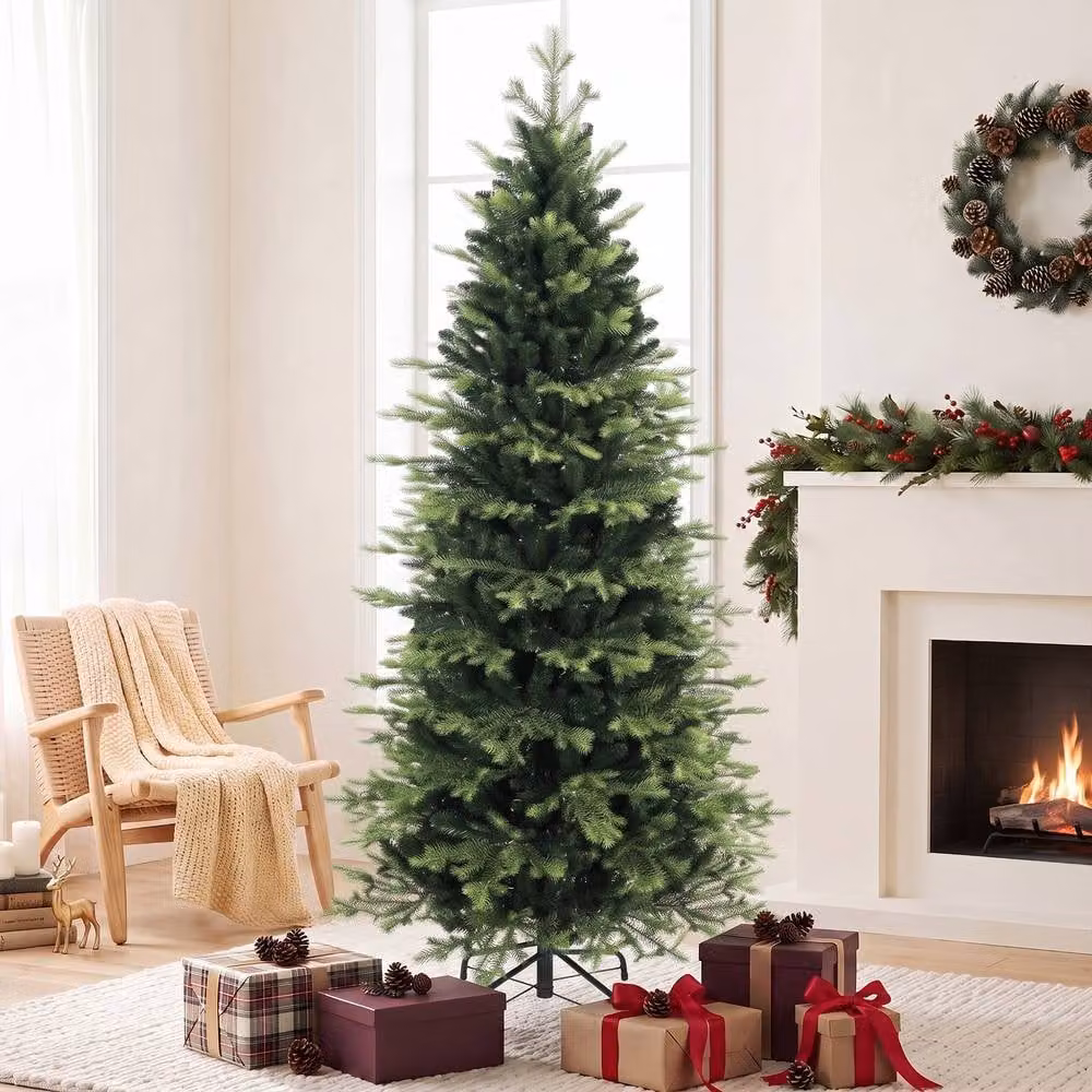 HOMCOM Geneva Fir Hinged Christmas Tree, Green, Height: 210 cm – 2