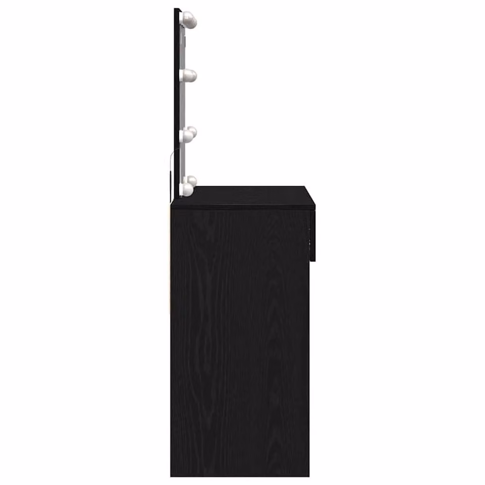 Berkfield Home Modern Dressing Table with LED Hollywood Mirror in Black Oak – 4