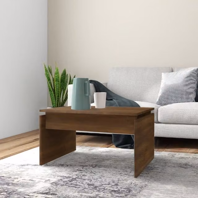 Berkfield Home Brown Oak Coffee Table, W: 68 cm, D: 50 cm, H: 38 cm – 1