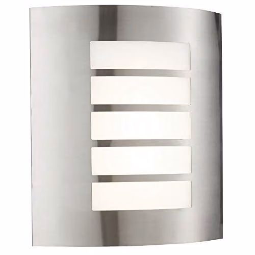 Loops IP44 Outdoor Wall Light in Silver Stainless Steel with Warm White LED and Transparent Diffuser