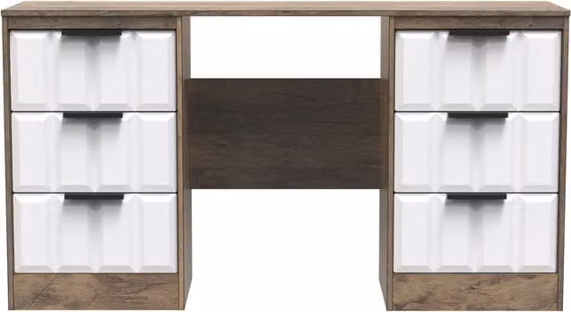 Ready Assembled 2 U Seattle 6 Drawer Kneehole Desk in Dark Brown – 1