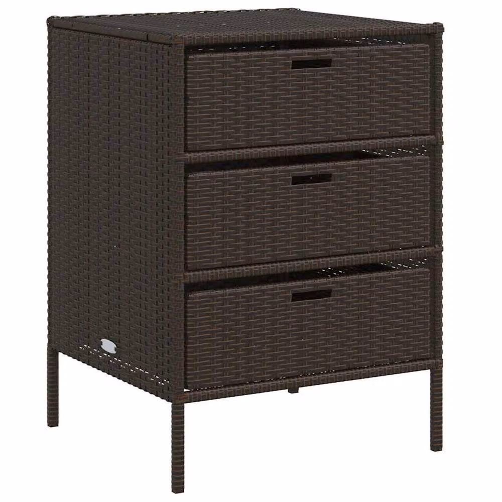 Berkfield Home Garden Storage Cabinet in Brown Poly Rattan and Steel, W/D/H: 55 x 59 x 80 cm – 3
