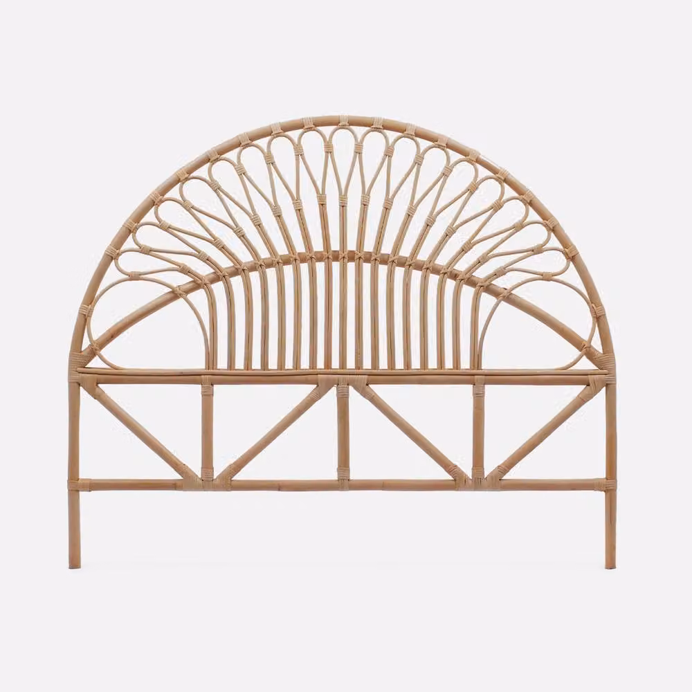sweeek Natural Rattan Headboard for Double Bed, Light Brown, W: 140 cm, H: 115 cm – 2