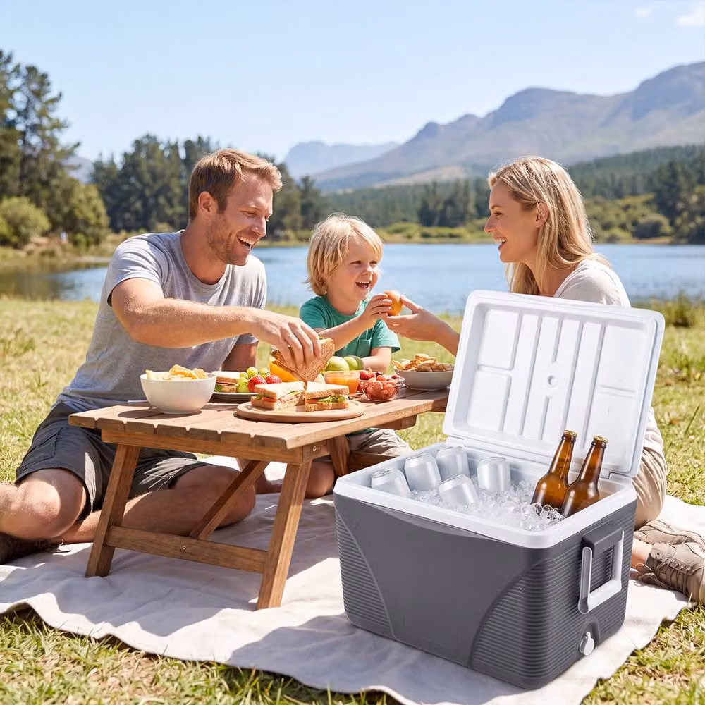 Costway 41L Hard Cooler Insulated Ice Chest with 4 Cup Holders, Black – 3