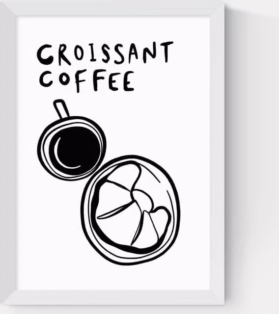 East End Prints Croissant Coffee Modern Rectangular Framed Wall Art in White