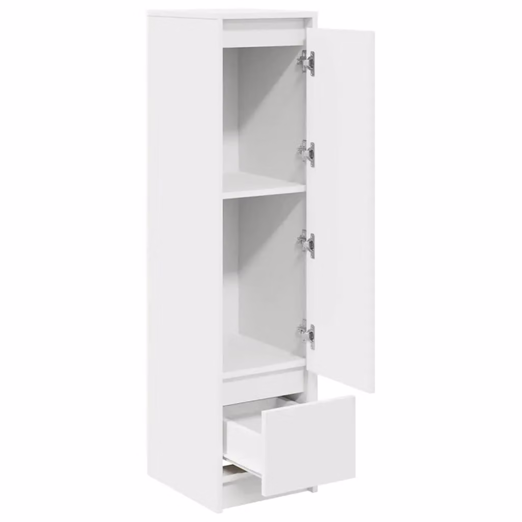 Berkfield Home White Highboard in MDF with Hinged Doors, W/D/H: 29.5 x 34.0 x 119.5 cm – 2