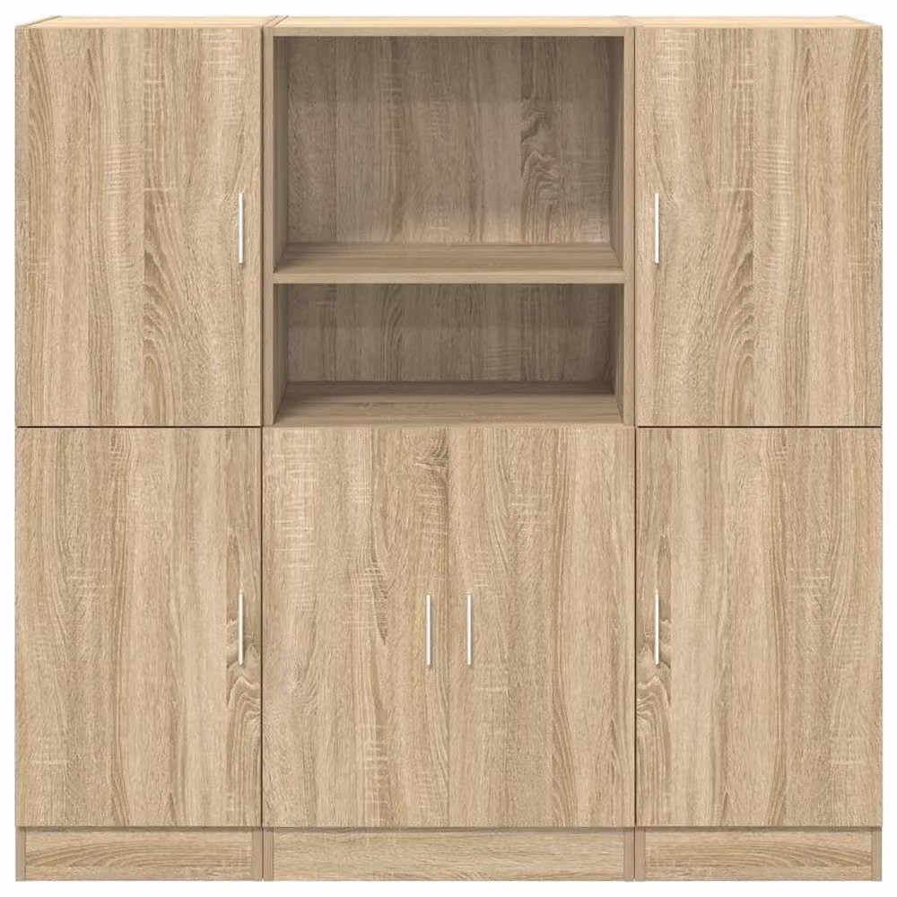 Berkfield Home 3 Piece Sonoma Oak Kitchen Cabinet Set in Light Oak – 2