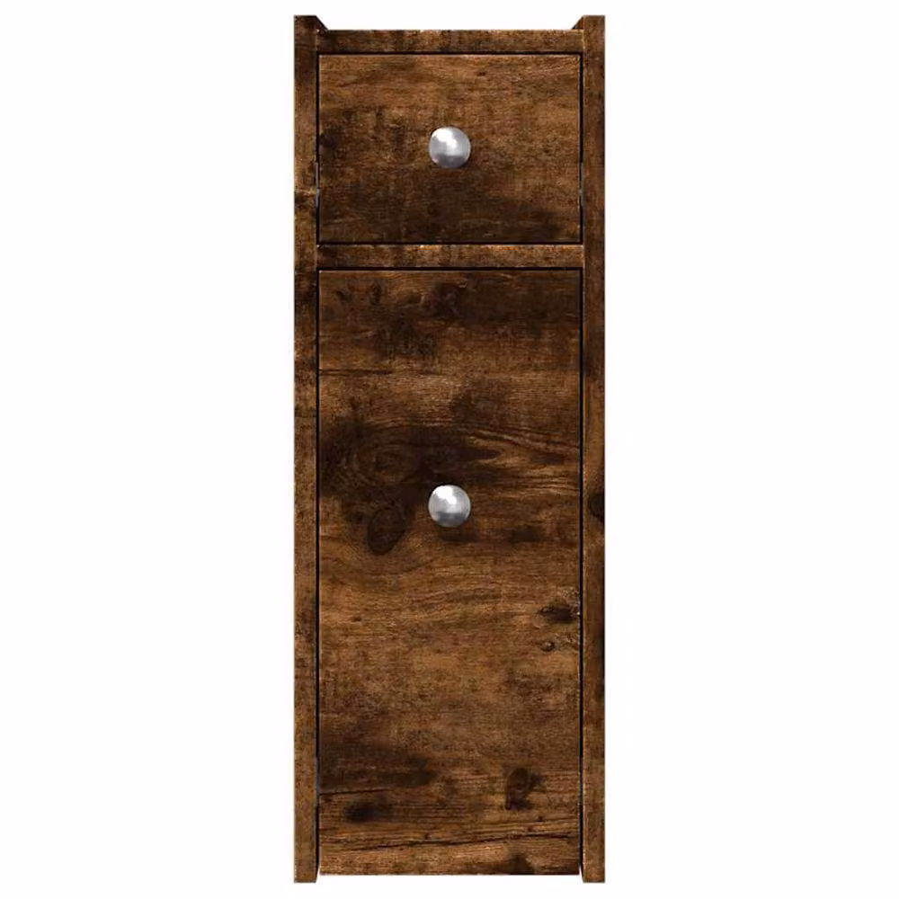 Berkfield Home Narrow Bathroom Cupboard with Wheels in Smoked Oak Brown – 4