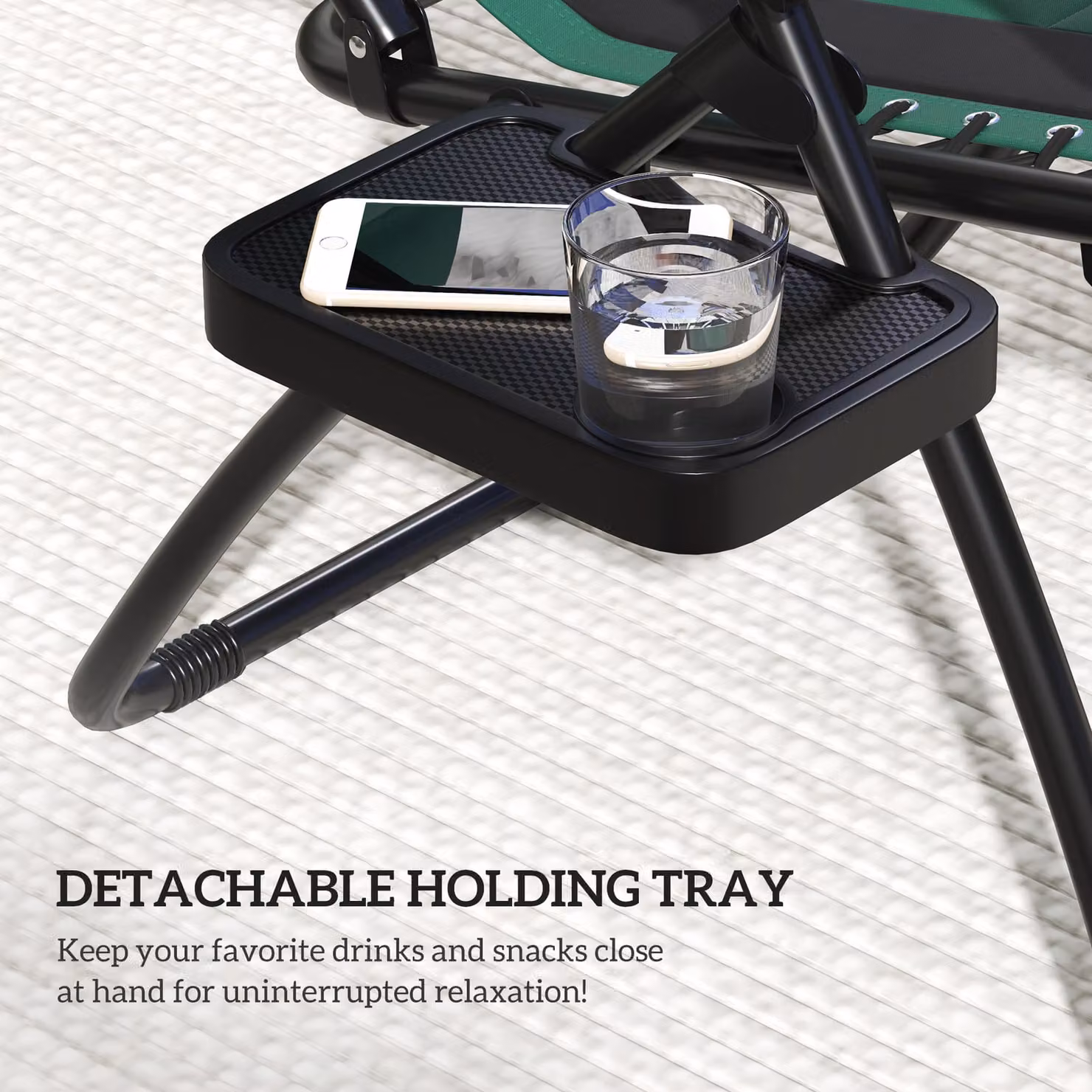 Outsunny Zero Gravity Lounger Chair in Green with Sun Canopy, Adjustable Headrest and Cup Holders – 7