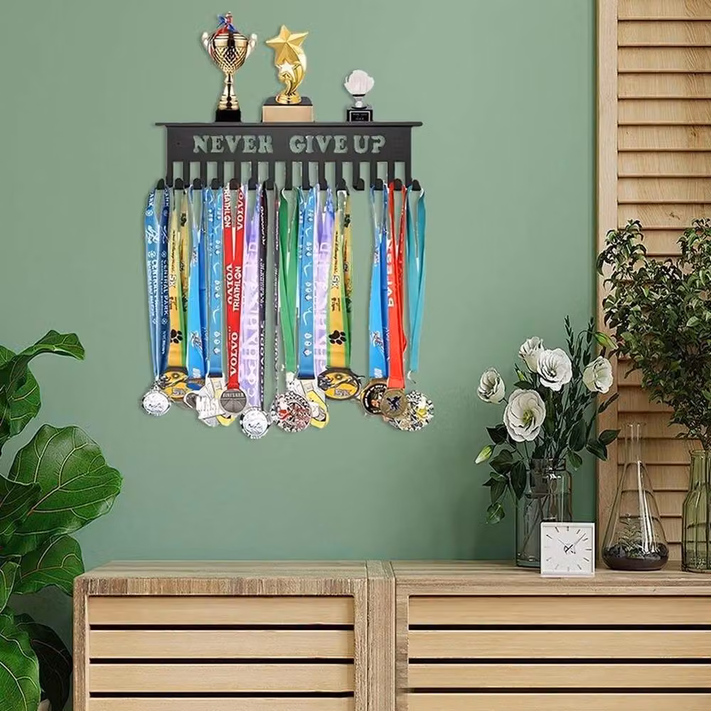 FLAVORA Black Medal and Sports Display Rack, Wall Mounted, Width: 60 cm – 5