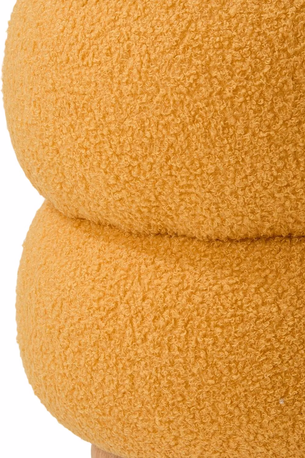 Living and Home Round Yellow Teddy Fleece and Bouclé Upholstered Footstool – 4