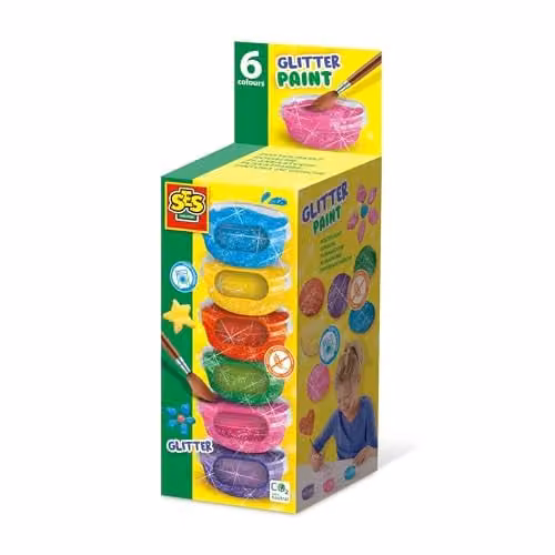 SES Creative Multicolour Glitter Poster Paint for Children (6 x 45ml)