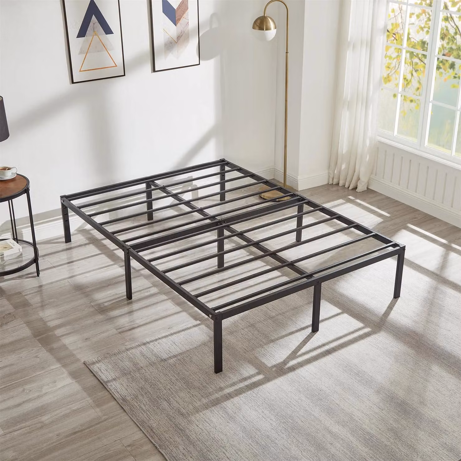House of Home Black Metal Double Bed Frame, W/D/H: 138 x 191 x 35 cm – 3