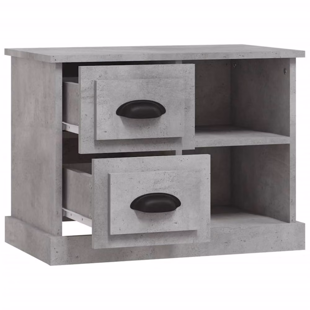 Berkfield Home Bedside Cabinet in Concrete Grey, W: 60 cm, D: 35.5 cm, H: 45 cm – 4