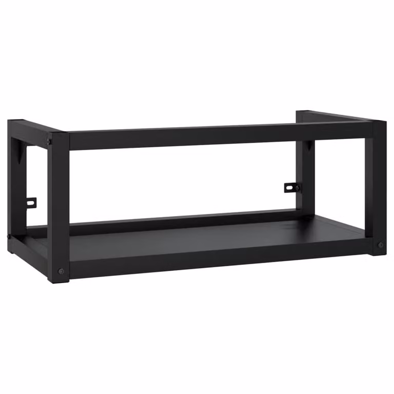 Berkfield Home Wall-mounted Bathroom Washbasin Frame in Black Metal, W/D/H: 79 x 38 x 31 cm
