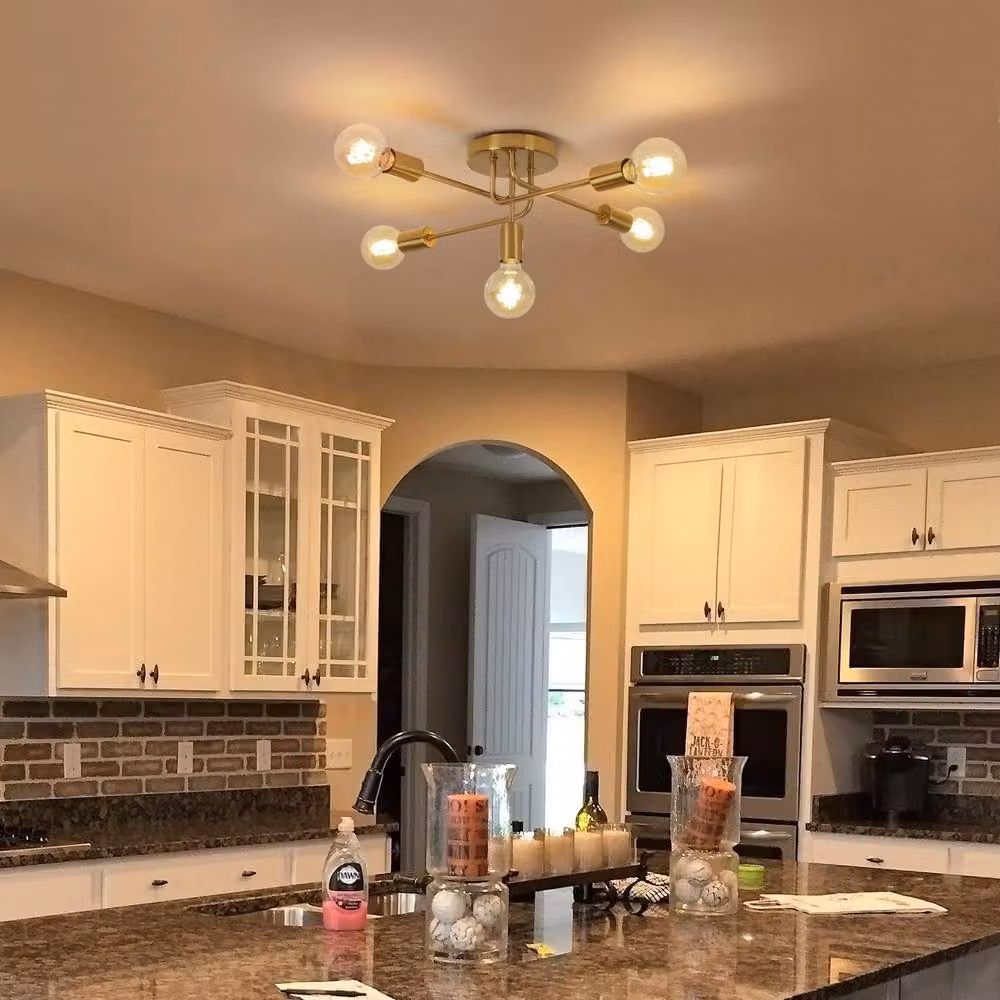 Pheashine Modern Retro 5-Light Pendant Ceiling Light in Gold Metal with E27 Fitting – 4