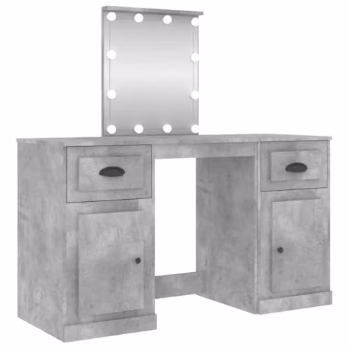 vidaXL Modern Dressing Table with Hollywood LED in Grey, W: 130 cm, D: 50 cm, H: 132.5 cm – 1