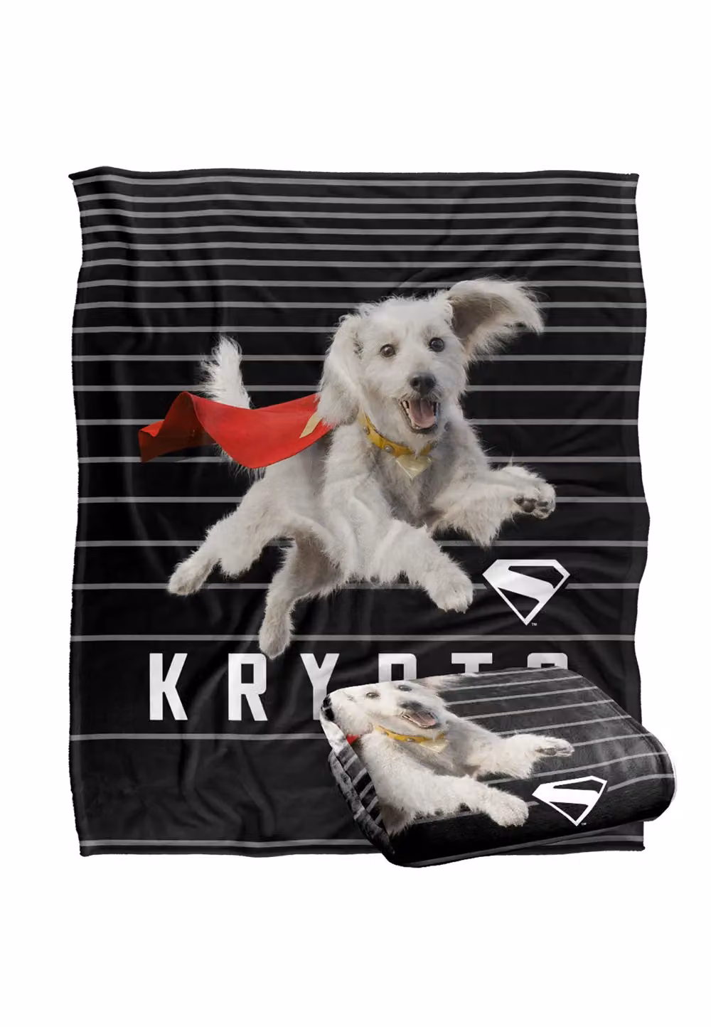 LOGOVISION Superman 2025 Krypto Lines Silky Touch Super Soft Fleece Throw Blanket, White, W/D/H: 152 x 127 cm – 7