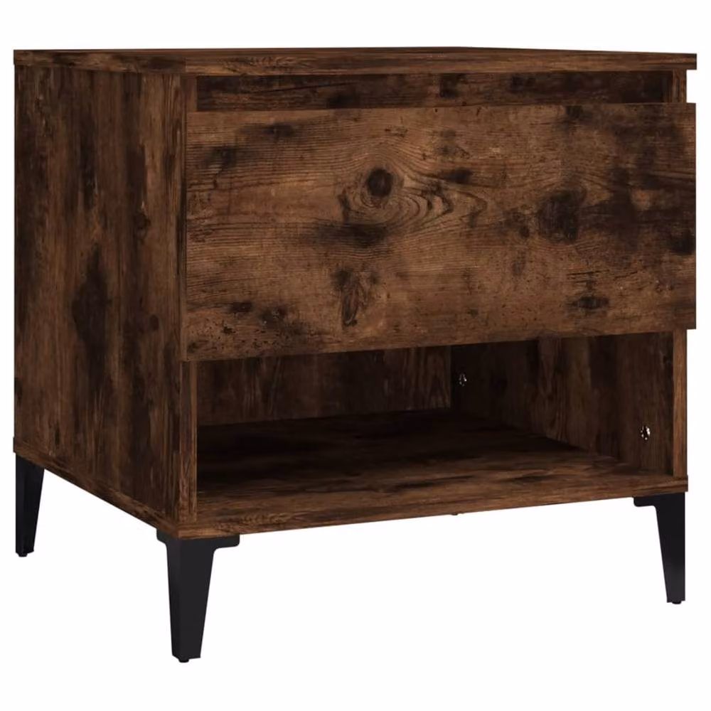 Berkfield Home Set of 2 Smoked Oak Side Tables in Brown, W/D/H: 50 x 46 x 50 cm – 4