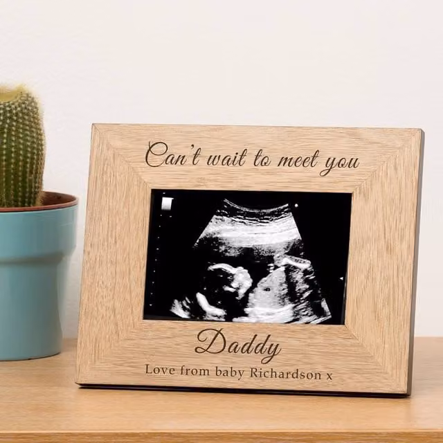 Uniqueful Personalised Can't Wait to Meet You Dad Photo Frame, Brown, W/H: 10 x 15 cm