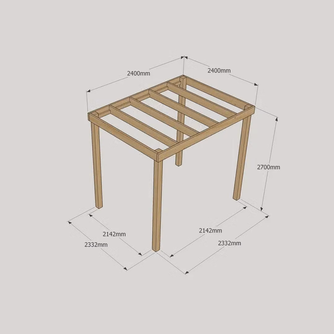 Rutland County Garden Furniture Ltd Wood Garden Pergola in Rustic Brown, W: 240 cm, D: 240 cm, H: 270 cm – 4