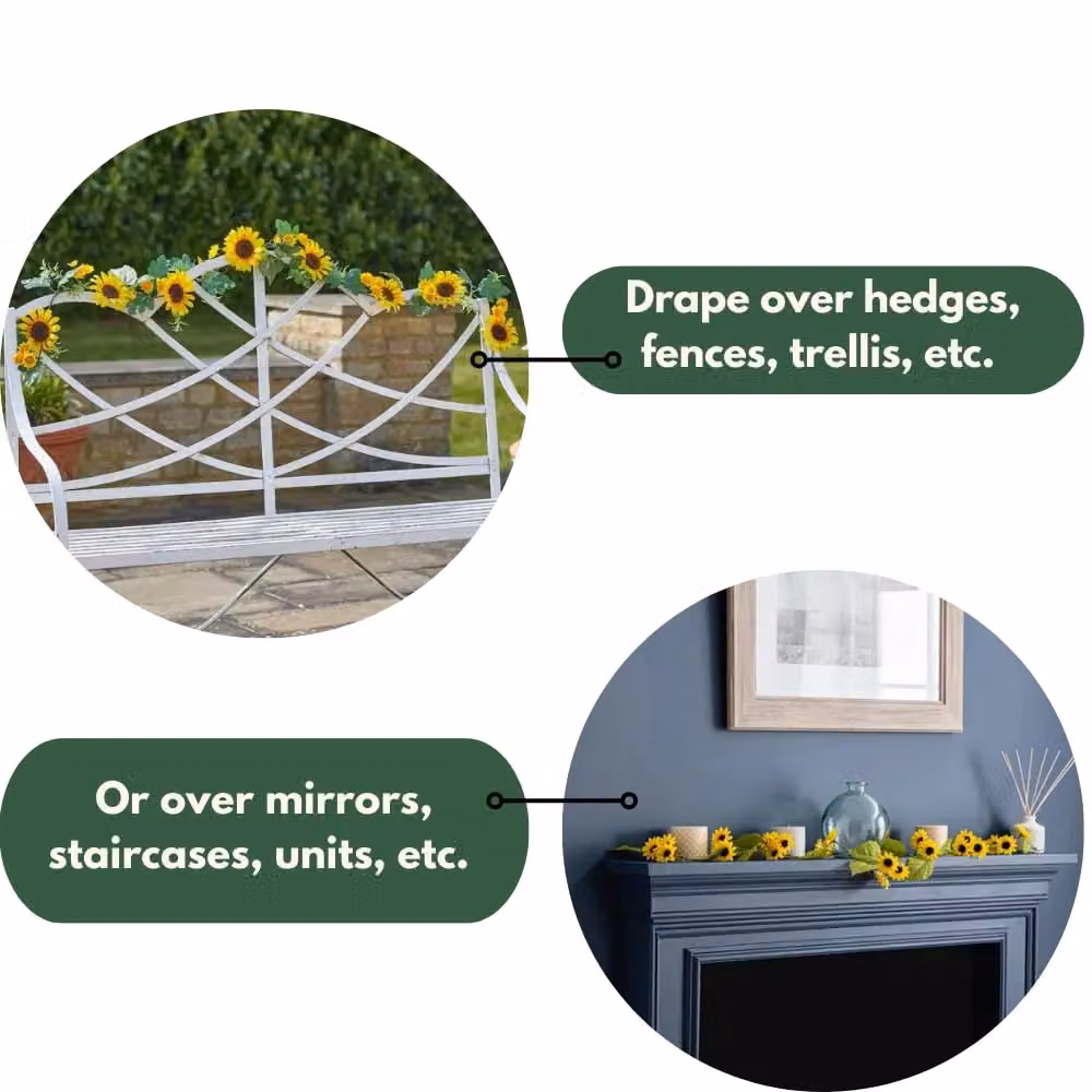 Marco Paul 180cm Hanging Sunflower Garland in Yellow and Multicolour – 4