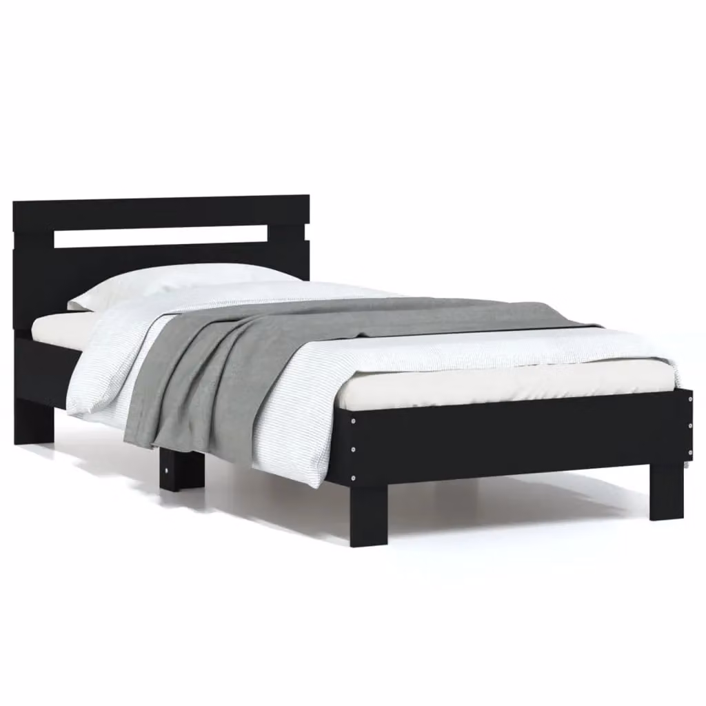 Berkfield Home Modern Bed Frame with Headboard in Black, W/D/H: 90 x 200 cm – 2