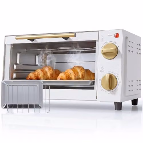 HOMCOM 9L Mini Toaster Oven with Timer Control, 750W, White – 1